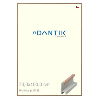 DANTIK rámeček 70x100 | ALU profil 6035 Dýha ořech raw (Plexi Čiré)
