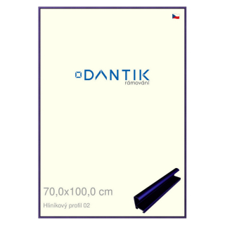 DANTIK rámeček 70x100 | ALU profil 7002 modrá Azur matná (Plexi Čiré)