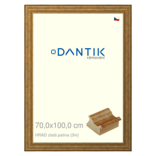DANTIK rámeček 70x100 | HRAD zlatá patina (Plexi Čiré)