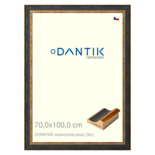 DANTIK rámeček 70x100 | ZVRATNÁ modrozlatá plast (Plexi Čiré)