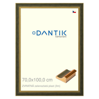 DANTIK rámeček 70x100 | ZVRATNÁ zelenozlatá plast (Plexi Čiré)