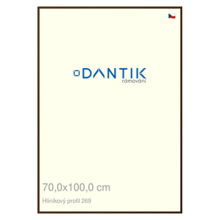 DANTIK rámeček 70x100 | ALU profil 7269 Hnědá umbra broušená (Plexi Čiré)