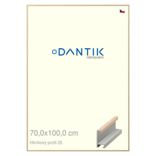 DANTIK rámeček 70x100 | ALU profil 6035 Dýha dub raw (Plexi Čiré)