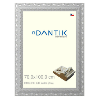 DANTIK rámeček 70x100 | ROKOKO bílá lesklá (Plexi Čiré)