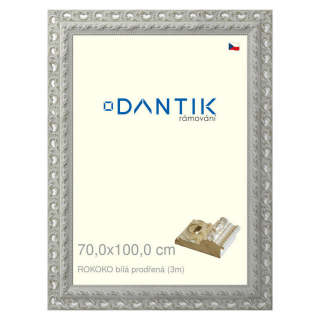 DANTIK rámeček 70x100 | ROKOKO bílá prodřená (Plexi Čiré)