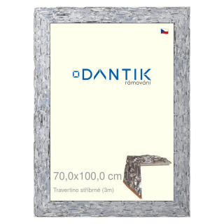 DANTIK rámeček 70x100 | TRAVERTINO stříbrné (Plexi Čiré)