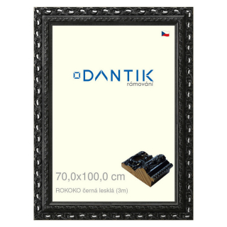 DANTIK rámeček 70x100 | ROKOKO černá lesklá (Plexi Čiré)