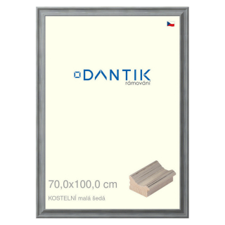 DANTIK rámeček 70x100 | KOSTELNÍ malá šedá (Plexi Čiré)