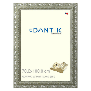 DANTIK rámeček 70x100 | ROKOKO stříbrná házená (Plexi Čiré)