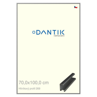 DANTIK rámeček 70x100 | ALU profil 7269 Šedá leská (Plexi Čiré)