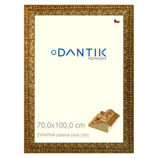 DANTIK rámeček 70x100 | ZVRATNÁ zdobná zlatá (Plexi Čiré)