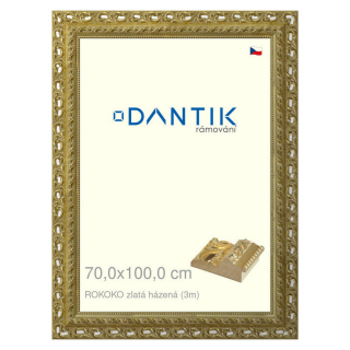 DANTIK rámeček 70x100 | ROKOKO zlatá házená (Plexi Čiré)