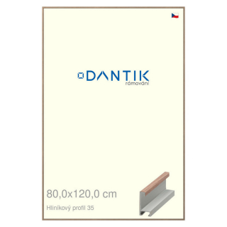 DANTIK rámeček 80x120 | ALU profil 6035 Dýha ořech raw (Plexi Čiré)