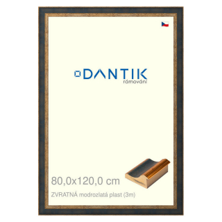 DANTIK rámeček 80x120 | ZVRATNÁ modrozlatá plast (Plexi Čiré)