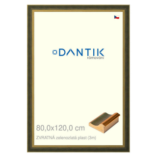 DANTIK rámeček 80x120 | ZVRATNÁ zelenozlatá plast (Plexi Čiré)