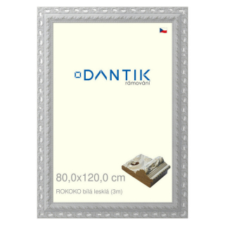 DANTIK rámeček 80x120 | ROKOKO bílá lesklá (Plexi Čiré)