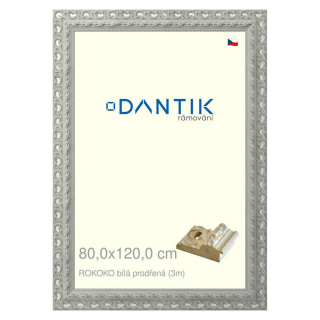 DANTIK rámeček 80x120 | ROKOKO bílá prodřená (Plexi Čiré)