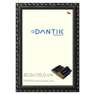 DANTIK rámeček 80x120 | ROKOKO černá lesklá (Plexi Čiré)
