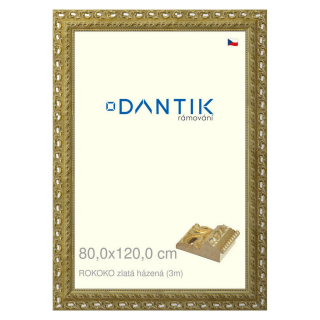 DANTIK rámeček 80x120 | ROKOKO zlatá házená (Plexi Čiré)