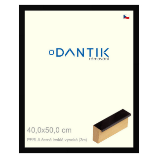 DANTIK rámeček 40x50 | PERLA černá lesklá vysoká (Plexi Čiré)