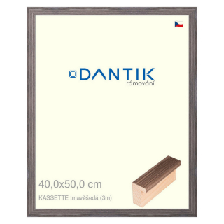 DANTIK rámeček 40x50 | KASSETTE tmavěšedá (Plexi Čiré)