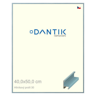 DANTIK rámeček 40x50 | ALU profil 6030 Dýha barevná modrá pastel (Plexi Čiré)