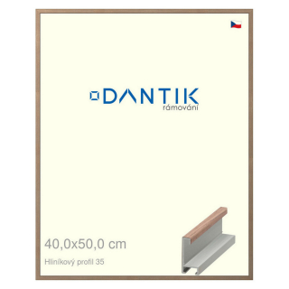 DANTIK rámeček 40x50 | ALU profil 6035 Dýha ořech raw (Plexi Čiré)