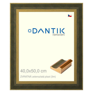 DANTIK rámeček 40x50 | ZVRATNÁ zelenozlatá plast (Plexi Čiré)