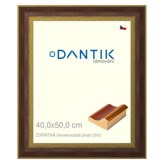 DANTIK rámeček 40x50 | ZVRATNÁ červenozlatá plast (Plexi Čiré)