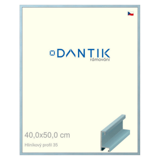 DANTIK rámeček 40x50 | ALU profil 6035 Dýha barevná modrá pastel (Plexi Čiré)