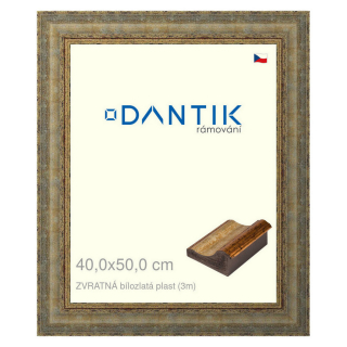 DANTIK rámeček 40x50 | ZVRATNÁ bílozlatá plast (Plexi Čiré)