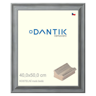 DANTIK rámeček 40x50 | KOSTELNÍ malá šedá (Plexi Čiré)