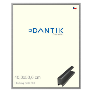 DANTIK rámeček 40x50 | ALU profil 7269 Šedá leská (Plexi Čiré)