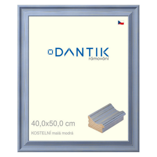 DANTIK rámeček 40x50 | KOSTELNÍ malá modrá (Plexi Čiré)