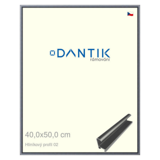 DANTIK rámeček 40x50 | ALU profil 7002 Platina matná (Plexi Čiré)