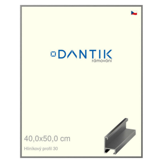 DANTIK rámeček 40x50 | ALU profil 6030 Ocelová (Plexi Čiré)