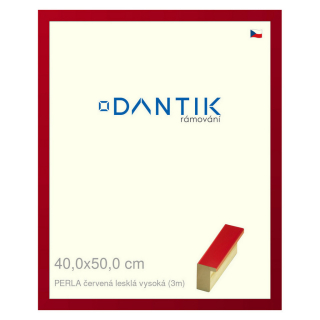 DANTIK rámeček 40x50 | PERLA červená lesklá vysoká (Plexi Čiré)