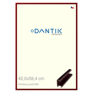 DANTIK rámeček 42x59,4 | ALU profil 7269 Červená Rubin broušená (Plexi Čiré)