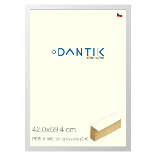 DANTIK rámeček 42x59,4 | PERLA bílá lesklá vysoká (Plexi Čiré)