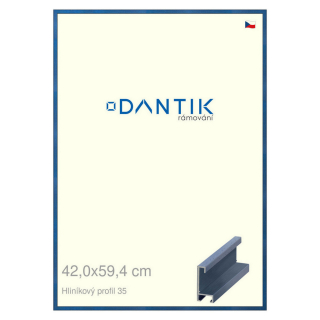 DANTIK rámeček 42x59,4 | ALU profil 6035 Dýha barevná modrá královská (Plexi Čiré)