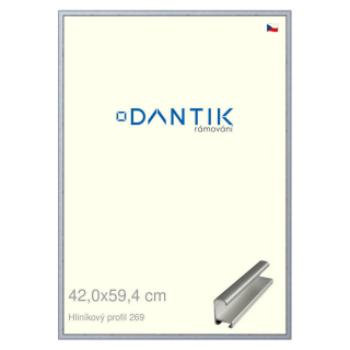 DANTIK rámeček 42x59,4 | ALU profil 7269 Sstříbrná broušená (Plexi Čiré)