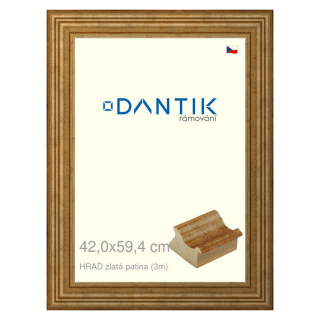 DANTIK rámeček 42x59,4 | HRAD zlatá patina (Plexi Čiré)