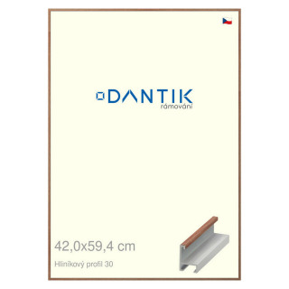 DANTIK rámeček 42x59,4 | ALU profil 6030 Dýha ořech lak matný (Plexi Čiré)