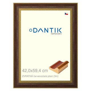 DANTIK rámeček 42x59,4 | ZVRATNÁ červenozlatá plast (Plexi Čiré)