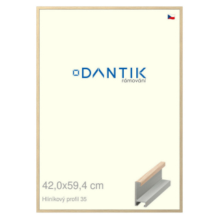 DANTIK rámeček 42x59,4 | ALU profil 6035 Dýha dub raw (Plexi Čiré)