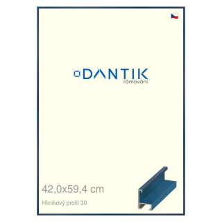 DANTIK rámeček 42x59,4 | ALU profil 6030 Dýha barevná modrá královská (Plexi Čiré)