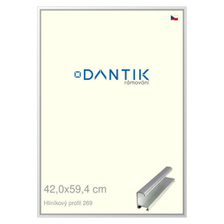 DANTIK rámeček 42x59,4 | ALU profil 7269 Stříbrná lesklá (Plexi Čiré)
