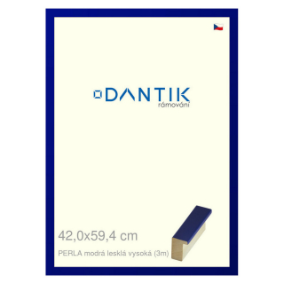 DANTIK rámeček 42x59,4 | PERLA modrá lesklá vysoká (Plexi Čiré)