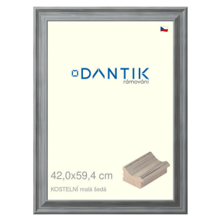 DANTIK rámeček 42x59,4 | KOSTELNÍ malá šedá (Plexi Čiré)