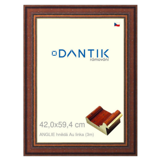 DANTIK rámeček 42x59,4 | ANGLIE hnědá Au linka (Plexi Čiré)